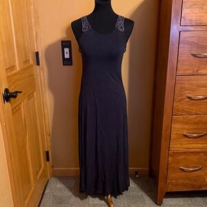 POL Black Maxi Dress with Embellished Straps